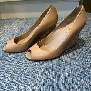 LK Bennett Nude Raffia Wedge size 39; gently worn